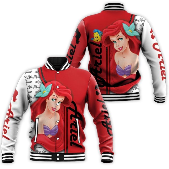 Ariel Little Mermaid Cartoon 3D Baseball Jacket