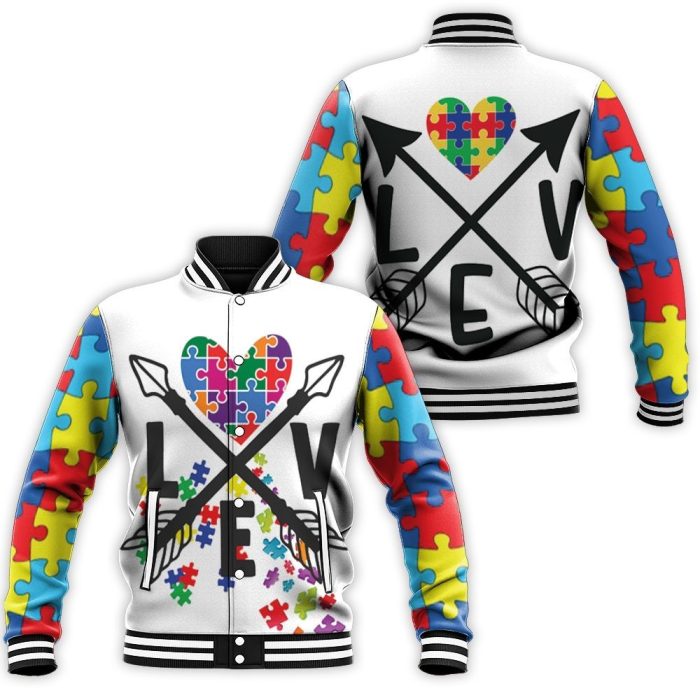 Autism Arrow Love Autism Support Baseball Jacket