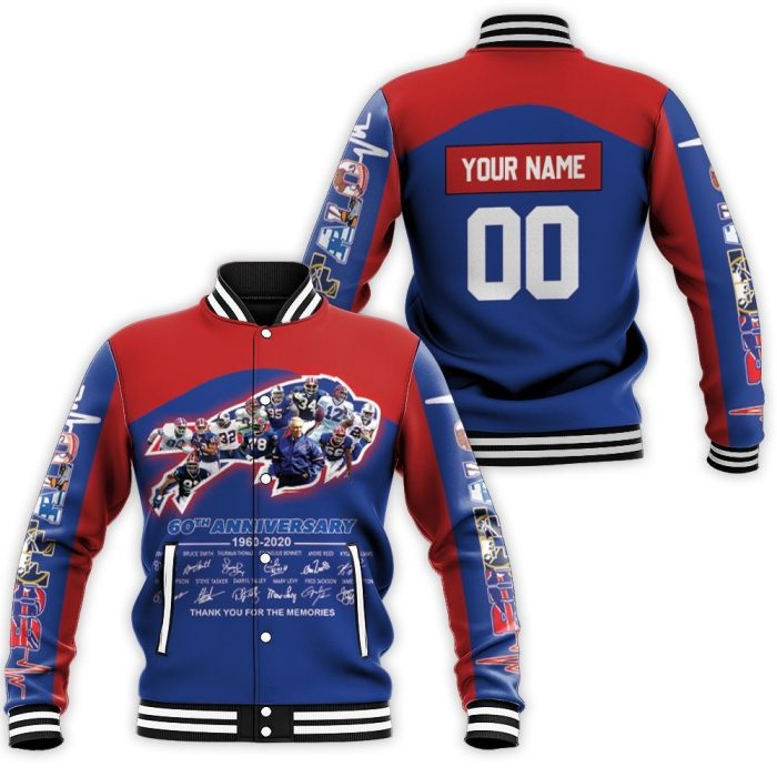 Buffalo Bills 2020 Afc East Division Champs 60Th Anniversary Legend With Sign Personalized Baseball Jacket