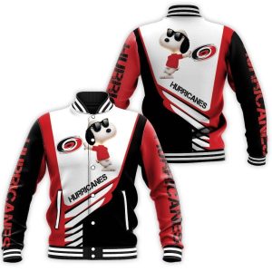 Carolina Hurricanes Snoopy For Fans 3D Baseball Jacket