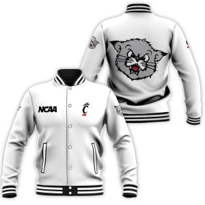 Cincinnati Bearcats Ncaa Classic White With Mascot Logo Gift For Cincinnati Bearcats Fans Baseball Jacket BJ0075