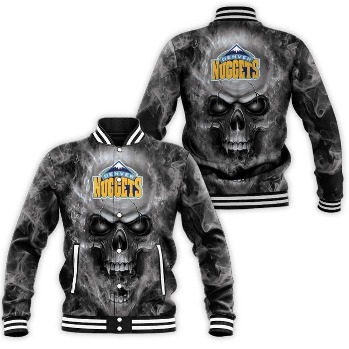 Denver Nuggets NBA Fans Skull Baseball Jacket