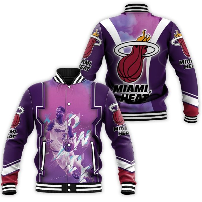 Dwyane Wade 3 Miami Heat Legend Vice Background For Fan Baseball Jacket