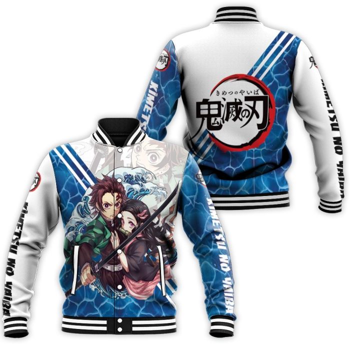 Kamado Tanjiro Kamado Nezuko Grow Up Edition Kimetsu No Yaiba Blue Baseball Jacket