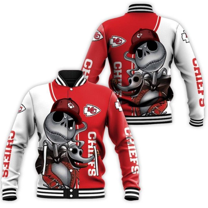 Kansas City Chiefs Jack Skellington And Zero Baseball Jacket