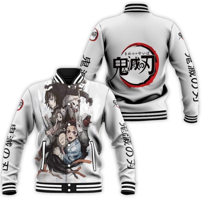 Kimetsu No Yaiba Anime Demon Slayer Corps White Baseball Jacket