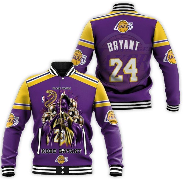 Kobe Bryant Black Mamba Snake Los Angeles Lakers Baseball Jacket