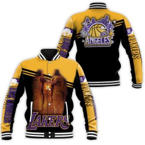 Kobe Bryant Lebron James Together Friends Los Angeles Lakers Legend 3D Printed For Fan Baseball Jacket BJ2007