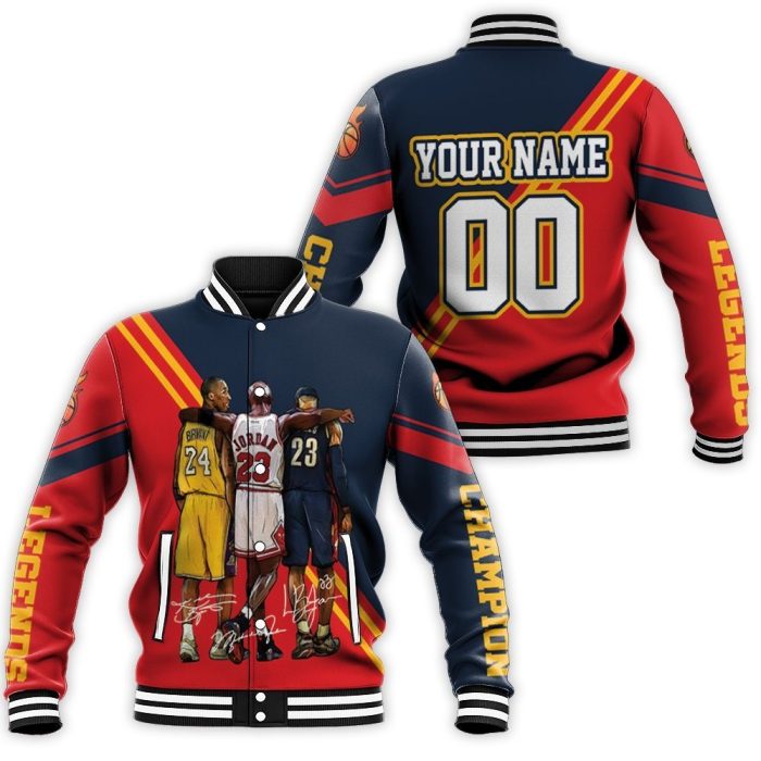 NBA Legend Michael Jordan Kobe Bryant Lebron James Signatures Personalized Baseball Jacket