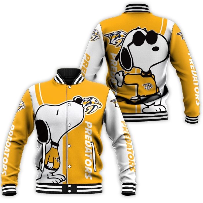 Nashville Predators Snoopy Lover 3D Printed Baseball Jacket