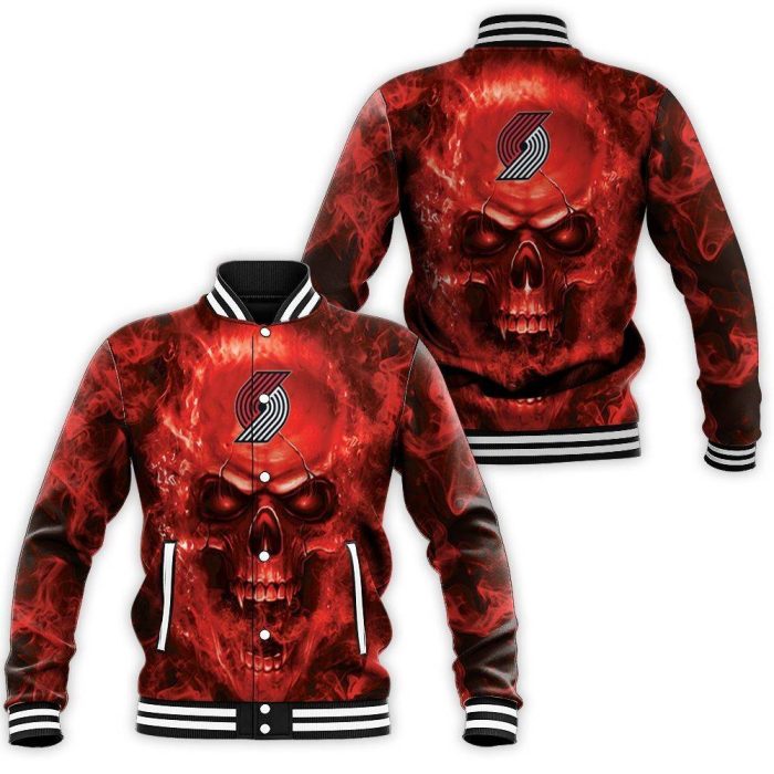 Portland Trail Blazers NBA Fans Skull Baseball Jacket