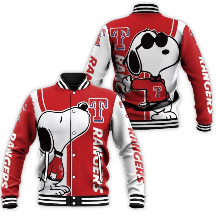 Texas Rangers Snoopy Lover 3D Printed Baseball Jacket