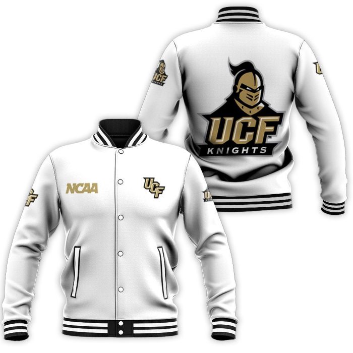 Ucf Knights Ncaa Classic White With Mascot Logo Gift For Ucf Knights Fans Baseball Jacket