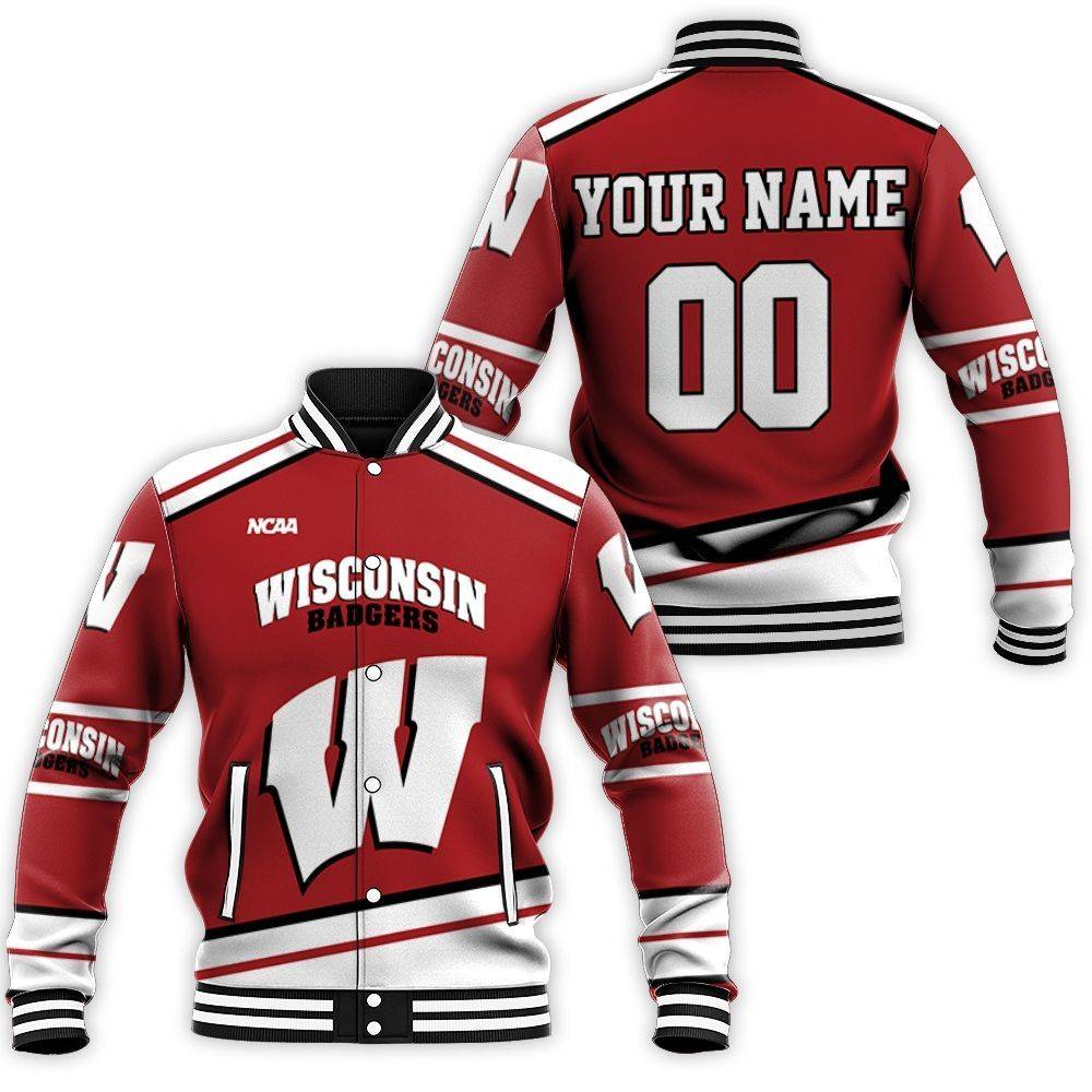 Wisconsin-Badgers-Ncaa-Mascot-3D-Personalized-Baseball-Jacket Wisconsin Badgers Ncaa Mascot 3D Personalized Baseball Jacket