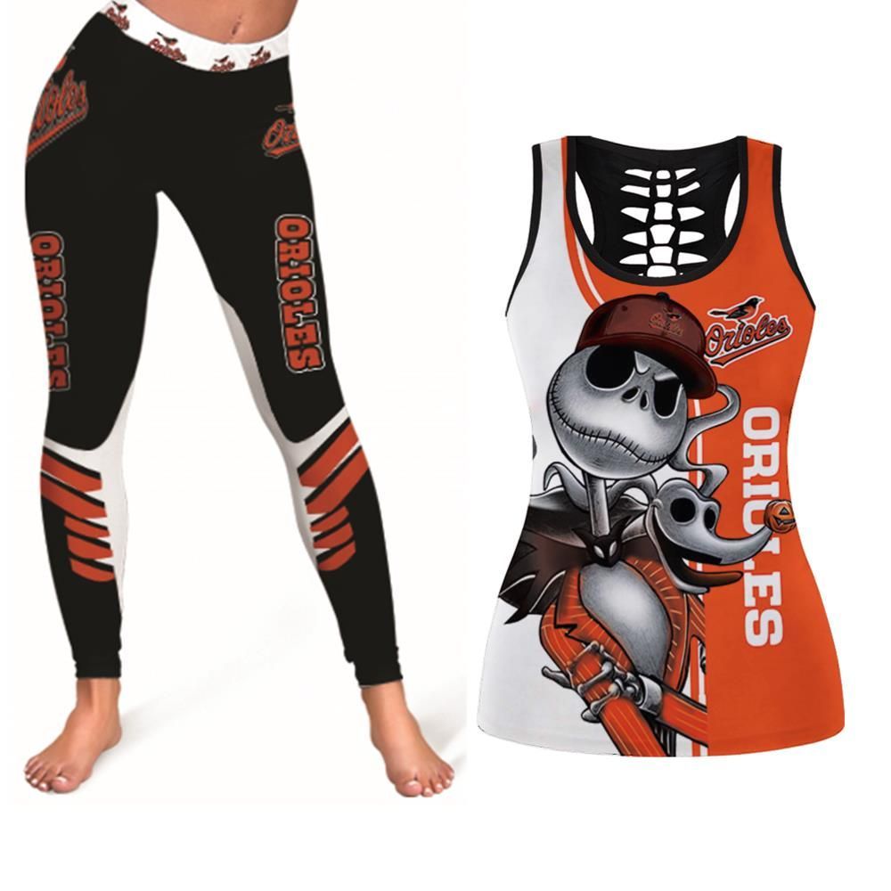 Baltimore Orioles Jack Skellington And Zero Tanktop Legging Set Gift For Baltimore Orioles Fans 2