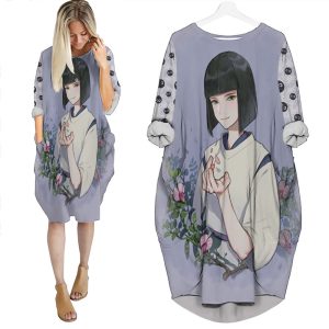 Beautiful Nigihayami Kohaku Nushi Flower Spirited Away Ghibli Studio Anime Fan 1 Batwing Pocket Dress PD3147