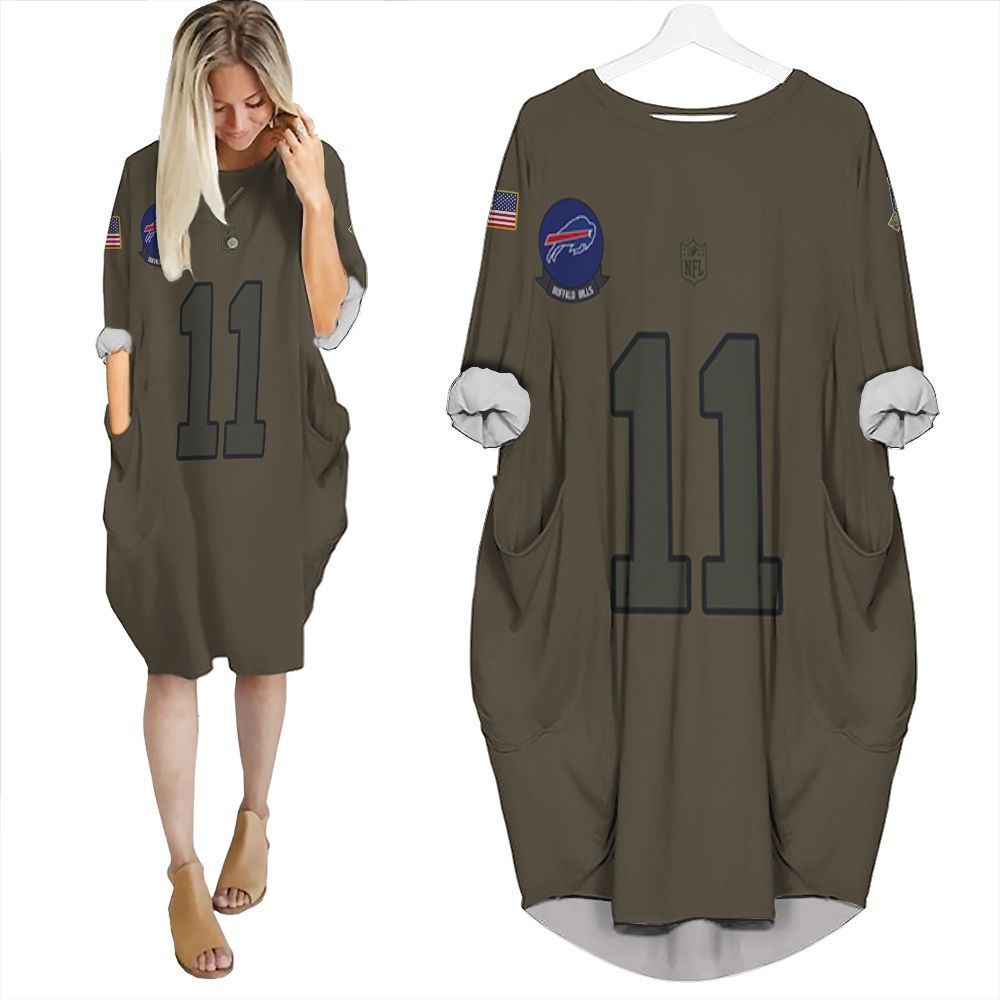Buffalo Bills Cole Beasley #11 Nfl Camo 2019 Salute To Service Custom 3D Batwing Pocket Dress