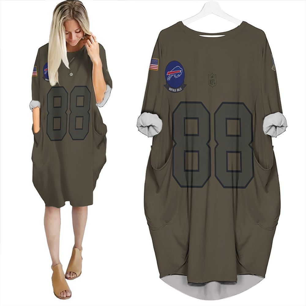 Buffalo Bills Dawson Knox #88 Nfl Great Player Camo 2019 Salute To Service Custom 3D Custom Batwing Pocket Dress
