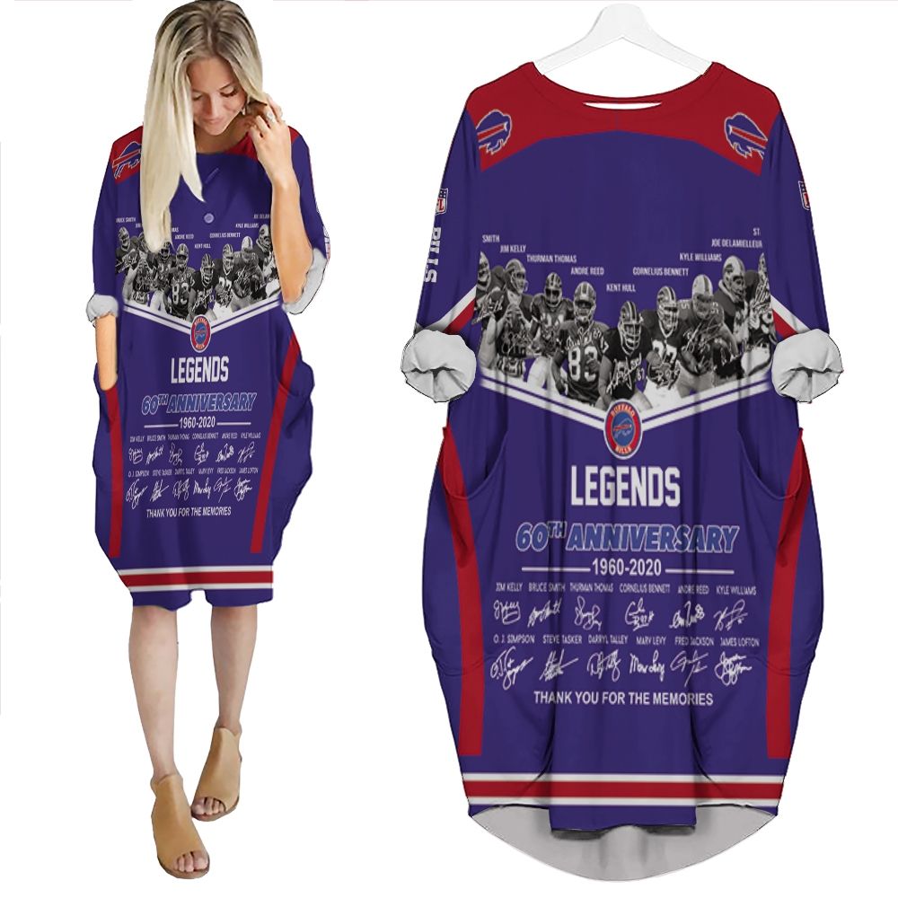 Buffalo Bills Legends Sign 60Th Anniversary Afc West Champions Snoopy Fan Personalized Batwing Pocket Dress PD3239