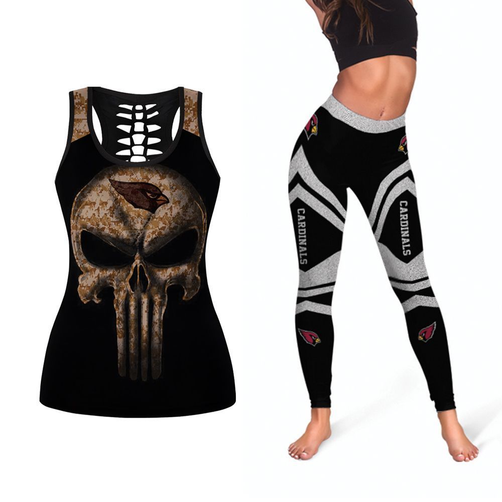 Camouflage Punisher Arizona Cardinals NFL American Football Tank Top And Legging Set Gift For Cardinals Fans