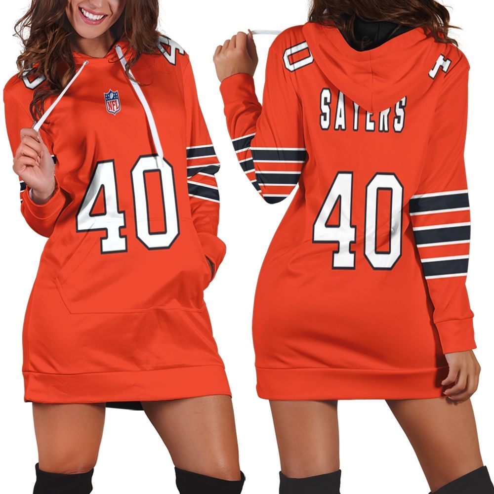Chicago Bears Gale Sayers #40 Nfl Great Player Custom Game Orange 3D Hoodie Dress