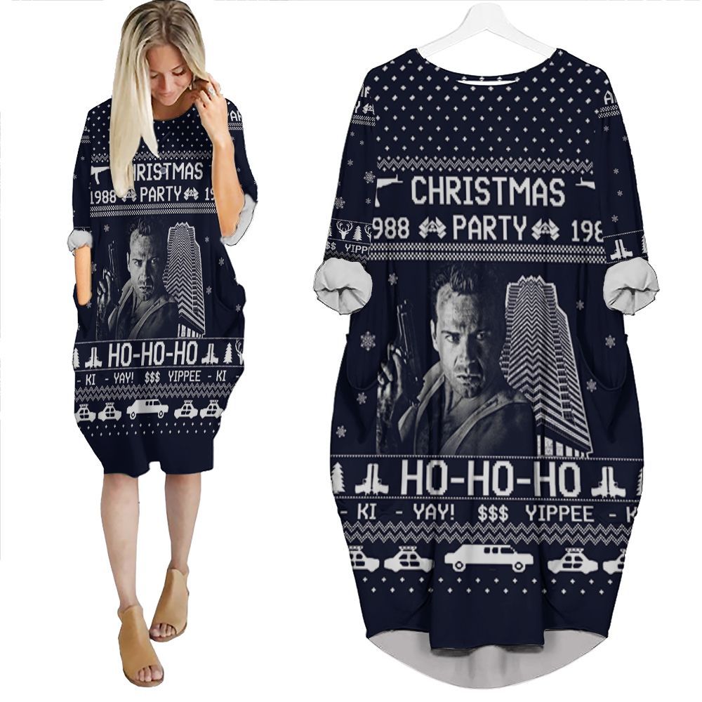 Christmas 1988 Party Ho Ho Ho Yippee Ki Yay Die Hard 3D T Shirt Hoodie Sweate Batwing Pocket Dress PD3606