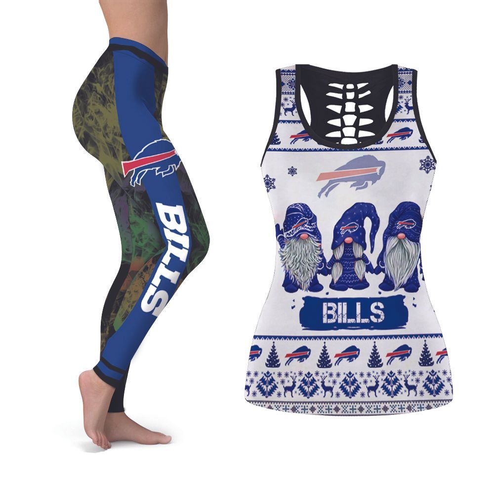 Christmas Gnomes Pattern Buffalo Bills NFL American Football Tank Top And Legging Set Gift For Buffalo Bills Fans