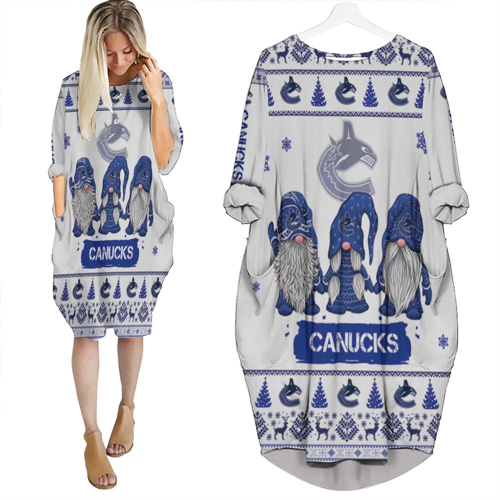 Christmas Gnomes Vancouver Canucks Ugly Sweatshirt Christmas 3D Batwing Pocket Dress PD659