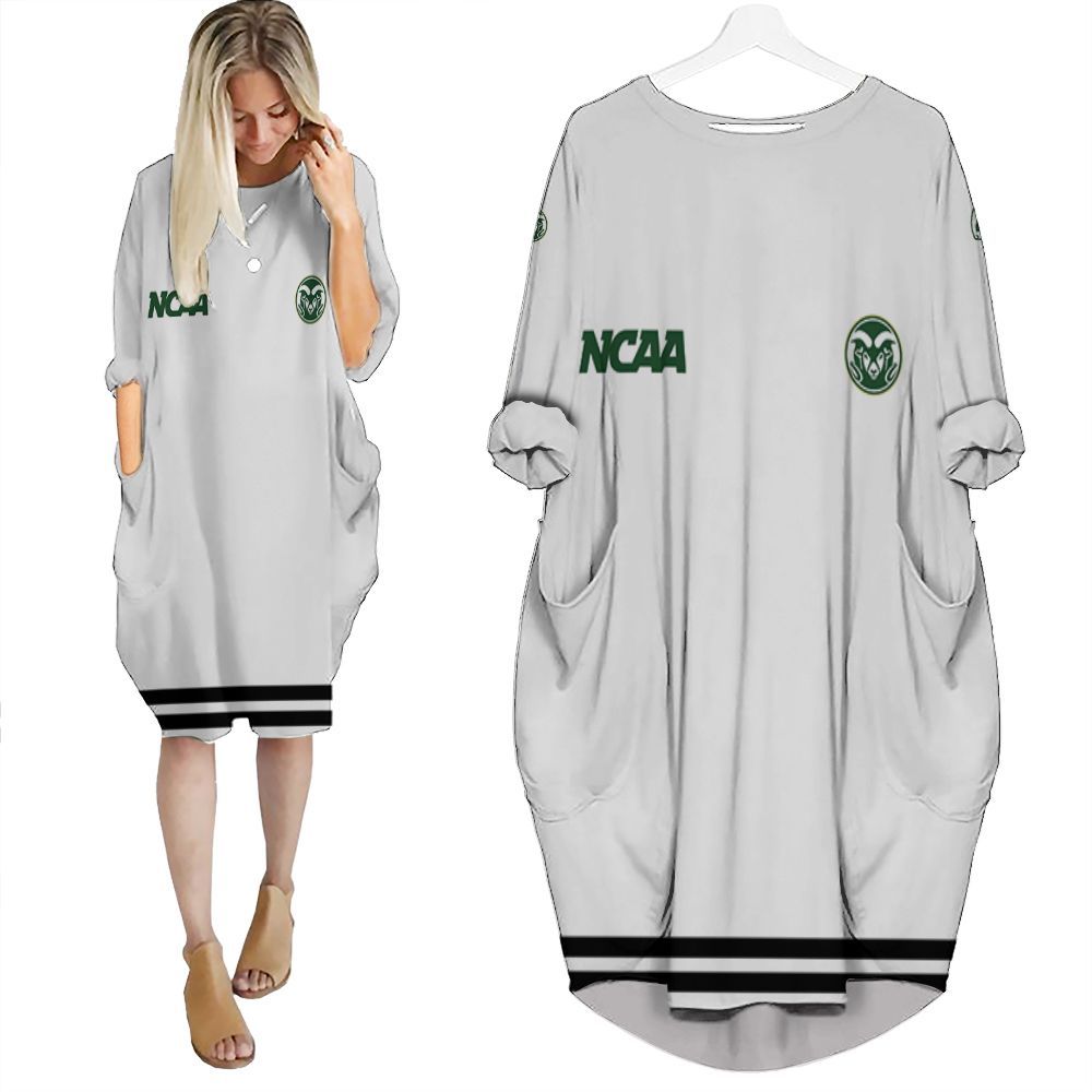 Colorado State Rams Ncaa Classic White With Mascot Logo Gift For Colorado State Rams Fans Batwing Pocket Dress PD3905