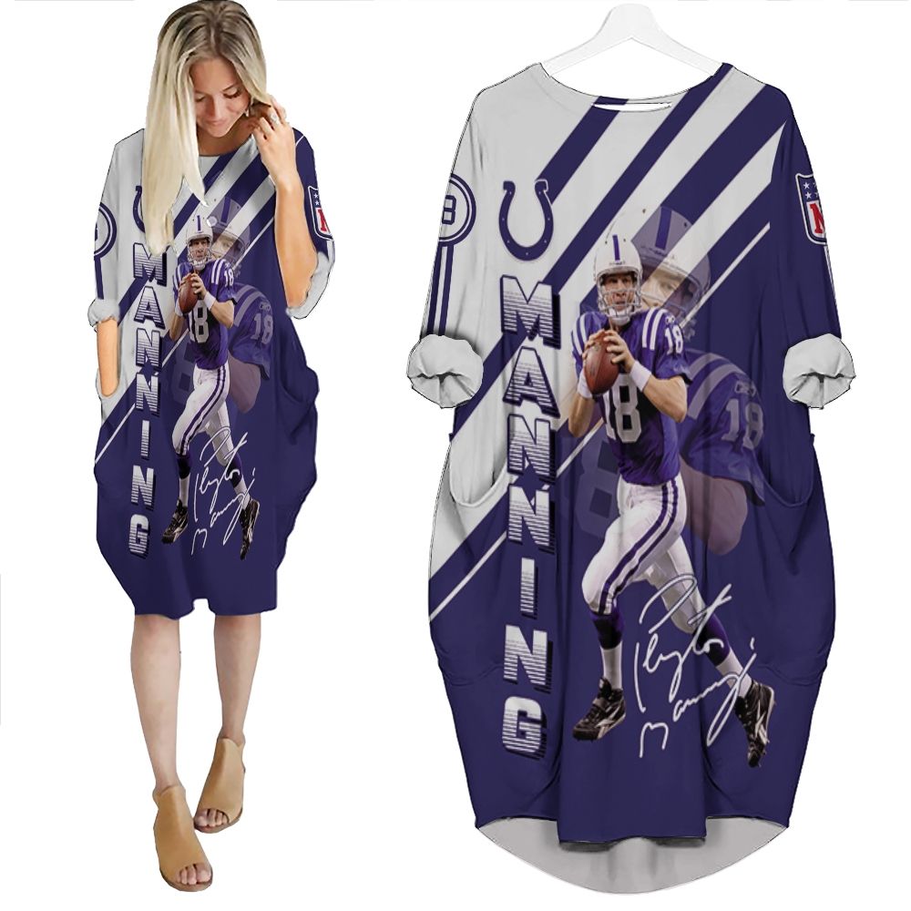 Colts Peyton Manning 3D Personalized Batwing Pocket Dress PD3907