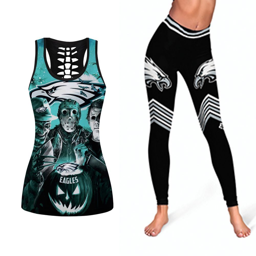Freddy Jason Michael Myers Halloween Philadelphia Eagles NFL American Football Tank Top And Legging Set Gift For Philadelphia Fans