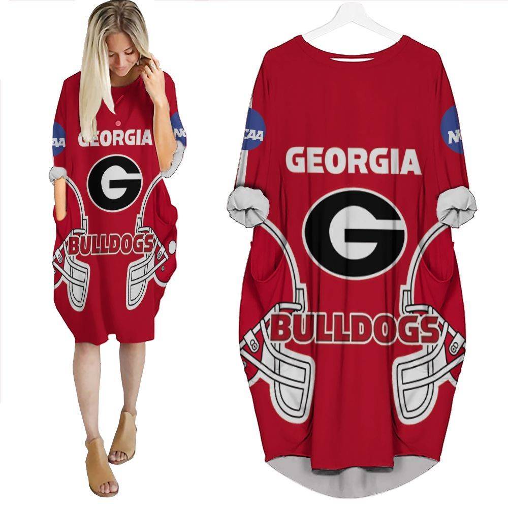 Georgia Bulldogs Ncaa Fan Mascot 3D Personalized Batwing Pocket Dress PD712