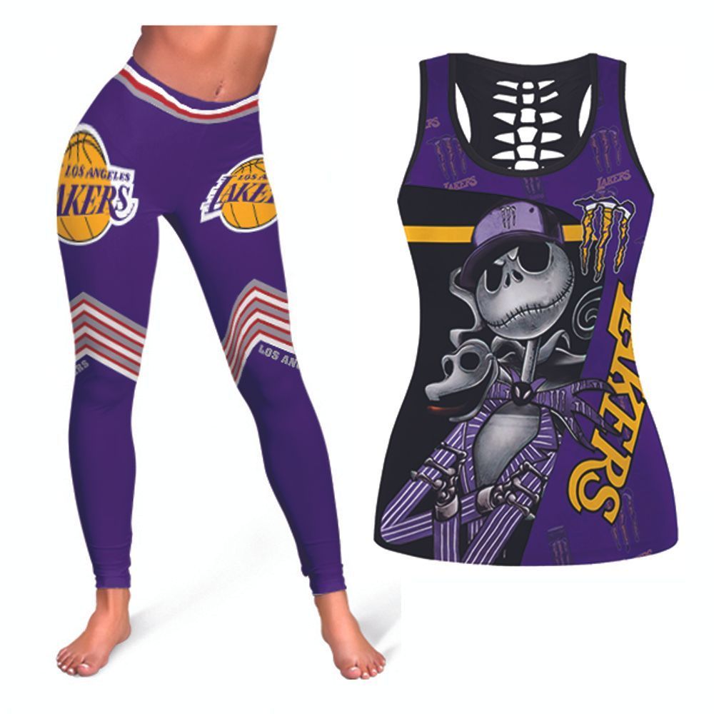 Jack Skellington Los Angeles Lakers NBA Basketball Tank Top And Legging Set Gift For Lakers Fans