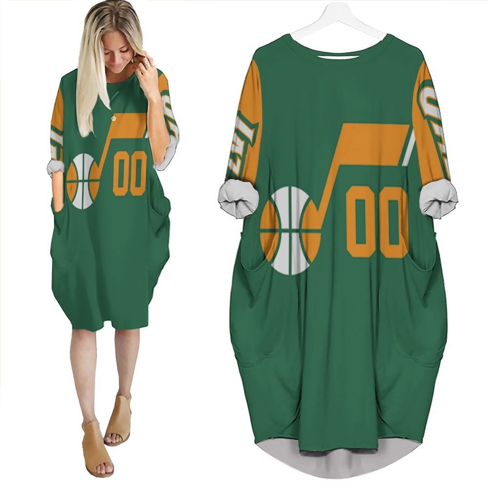 Jazz Jordan Clarkson 2020-21 Earned Edition Green Inspired Batwing Pocket Dress PD1365
