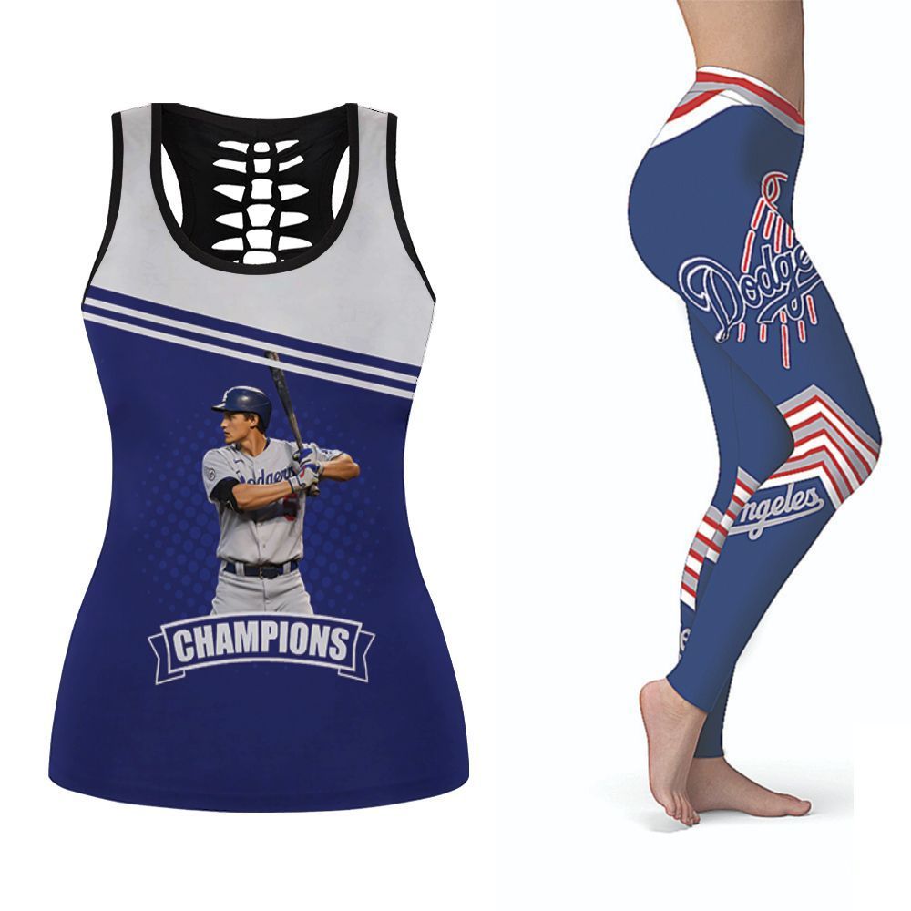 Los Angeles Dodgers Corey Seager #5 Champions MLB Baseball Tank Top And Legging Set Gift For LA Fans