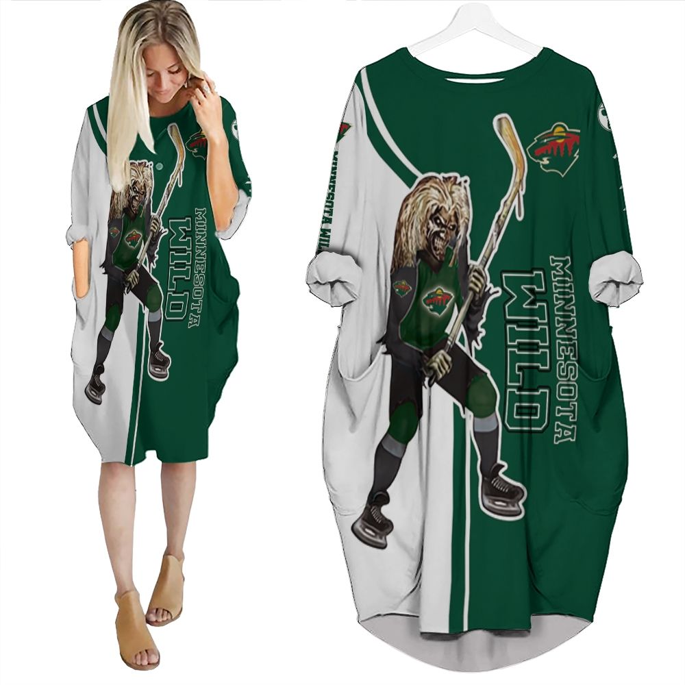 Minnesota Wild And Zombie For Fans Batwing Pocket Dress PD1498