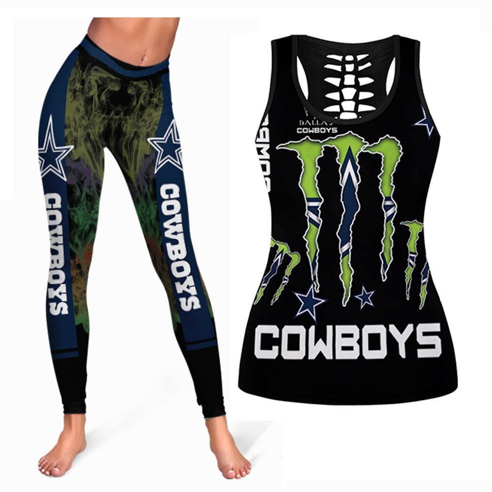 Monster Energy Dallas Cowboys NFL American Football Tank Top And Legging Set Gift For Dallas Fans