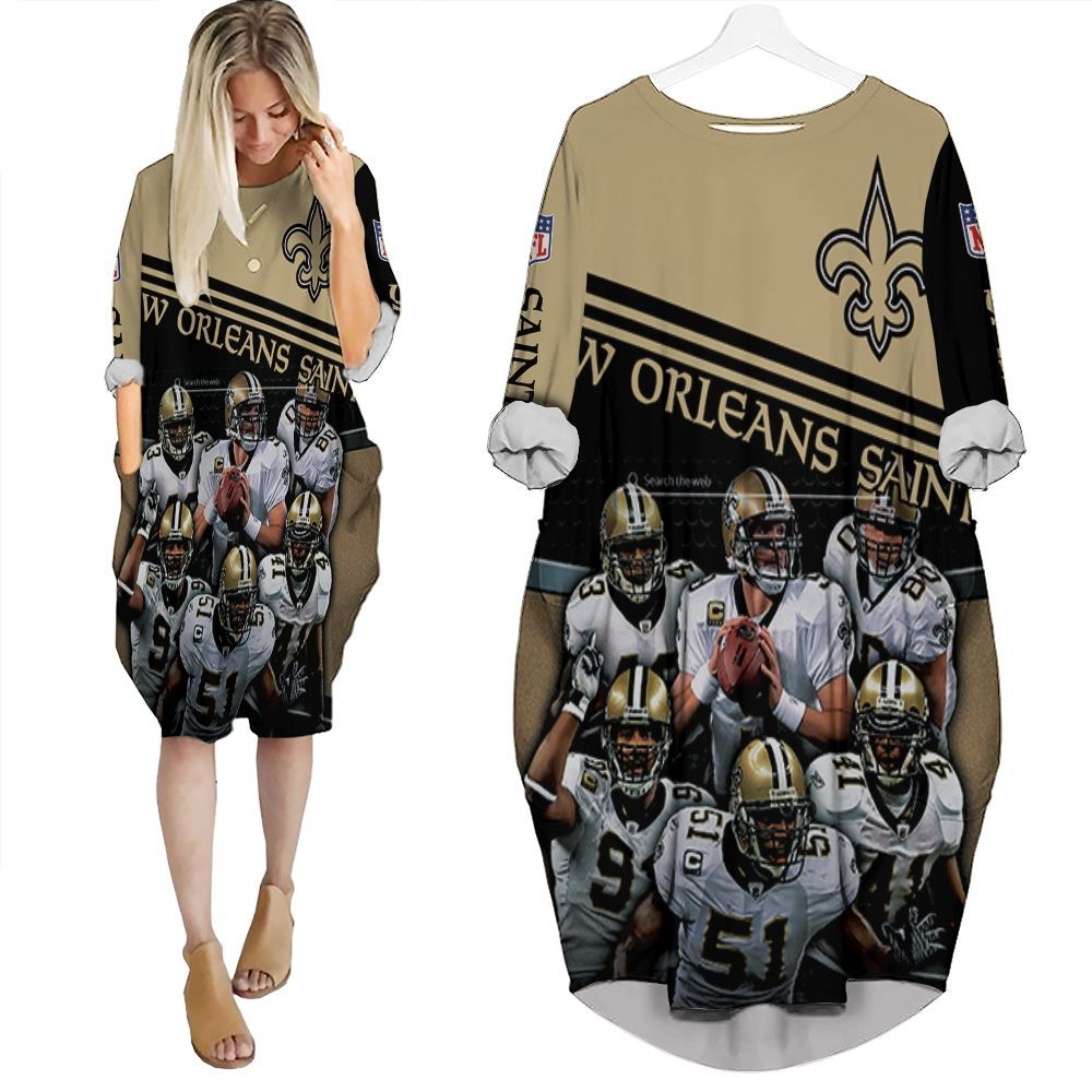New Orleans Saints 2020 Nfl Season Nfc South Division Winners Champions Great Players Personalized Batwing Pocket Dress PD1836