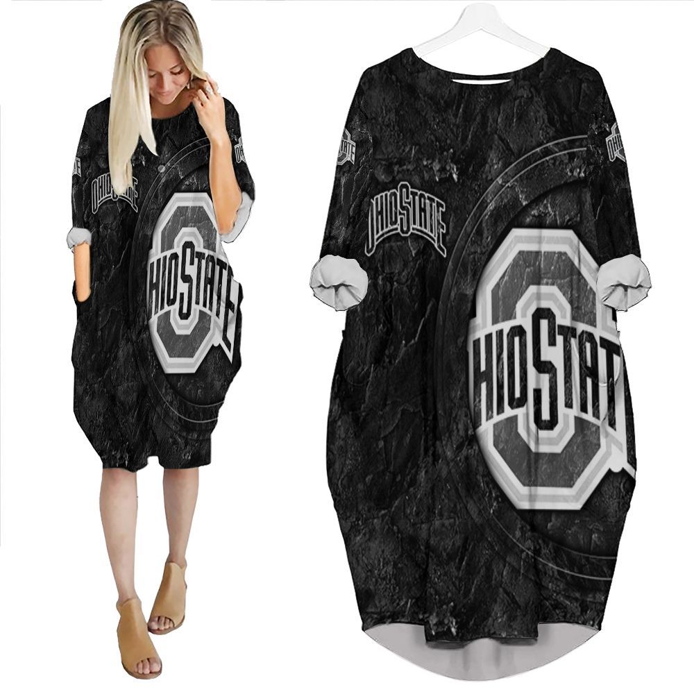 Ohio State Buckeyes Cracked Ground 3D Printed Personalized Batwing Pocket Dress PD2049