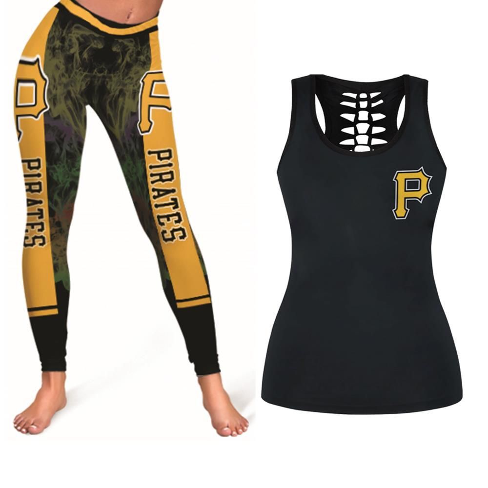 Pittsburgh Pirates Roberto Clemente 21 2020 MLB Black Tanktop Legging Set Gift For Pittsburgh Pirates Fans 7