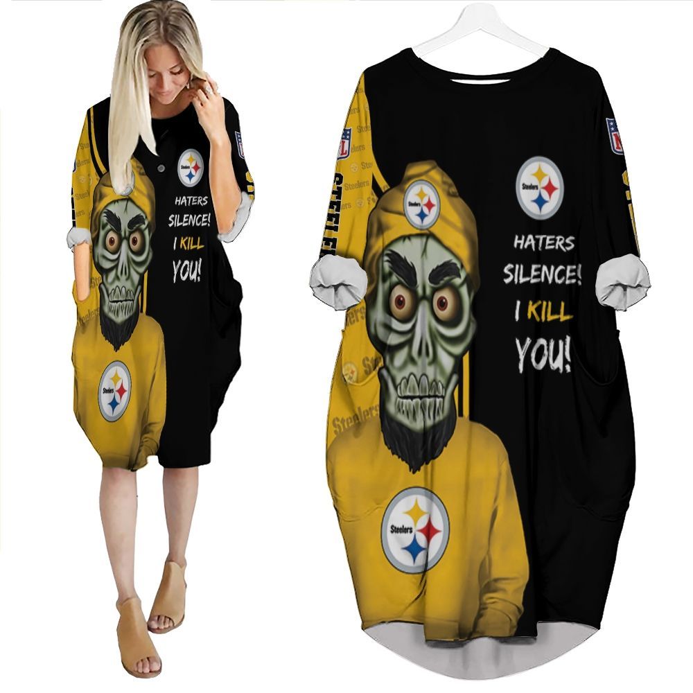 Pittsburgh Steelers Haters Silence 3D Personalized Batwing Pocket Dress PD2190