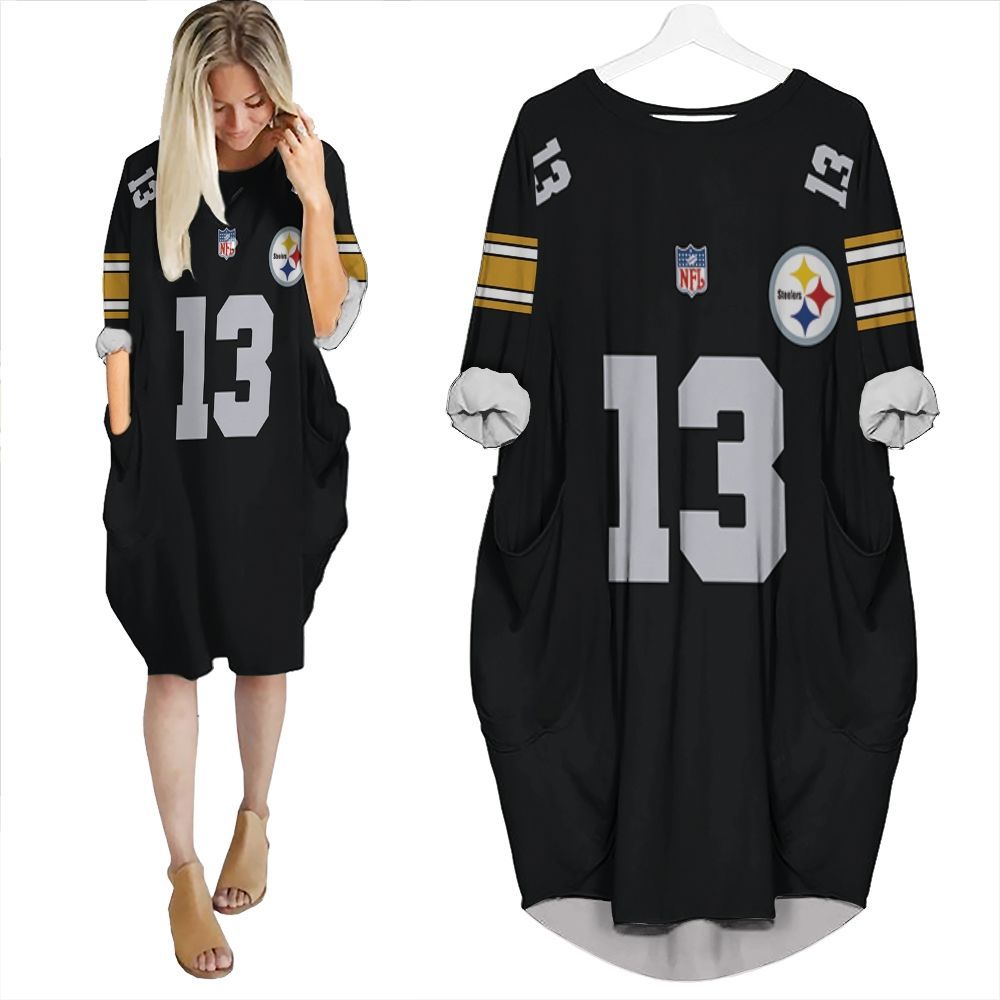 Pittsburgh Steelers James Washington Game Black Inspired Style Batwing Pocket Dress PD2195