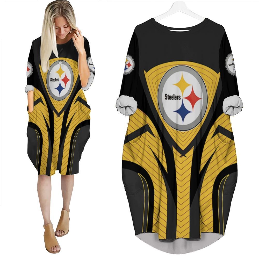 Pittsburgh Steelers Nfl Fans 3D Personalized Batwing Pocket Dress PD2401