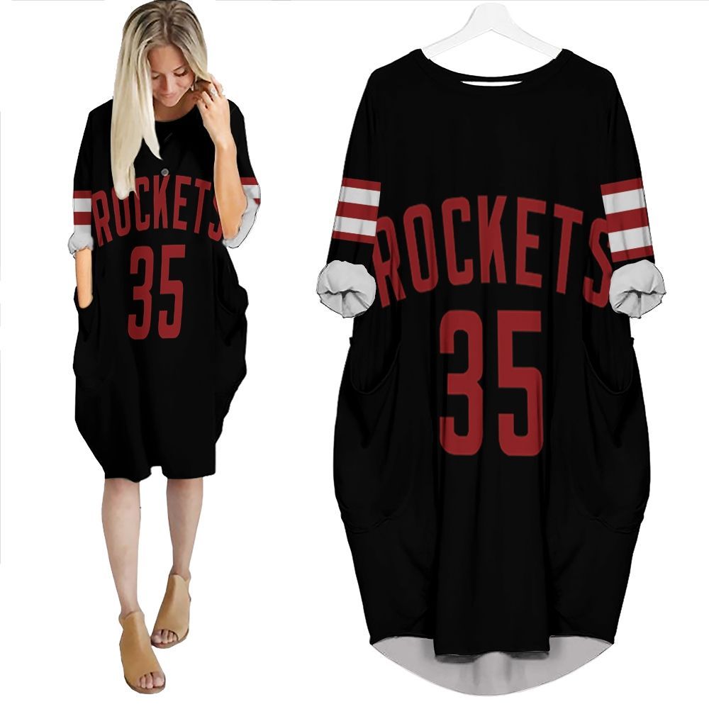 Rockets Christian Wood 2020-21 Earned Edition Black Batwing Pocket Dress PD2762