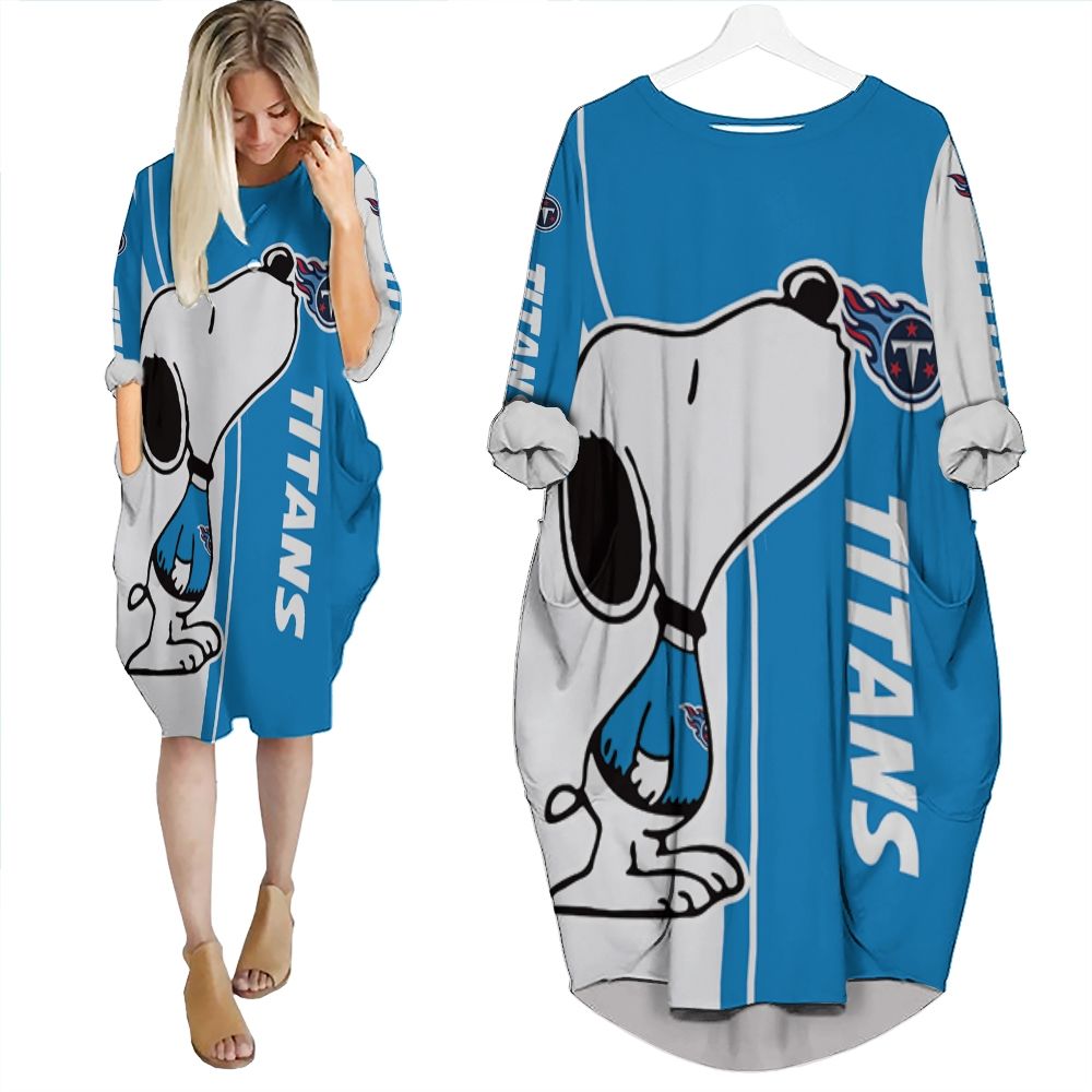 Tennessee Titans Snoopy Lover 3D Printed Batwing Pocket Dress PD2932