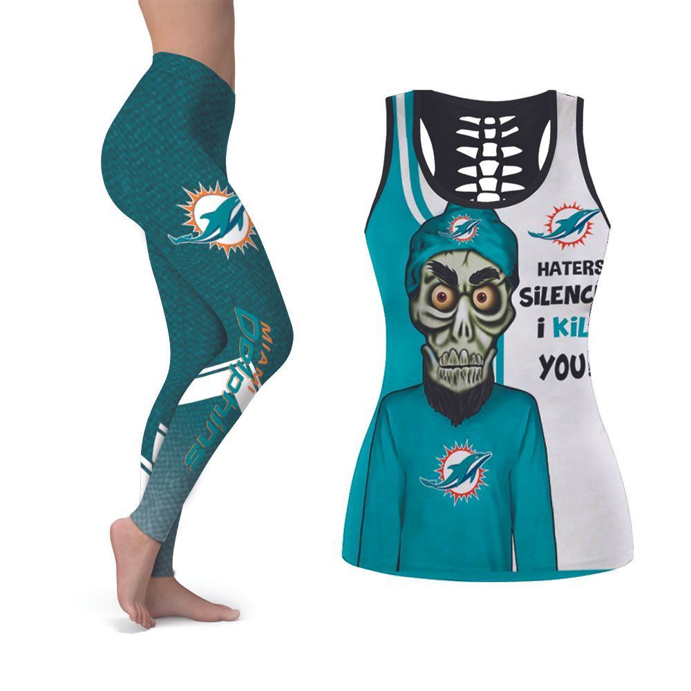The Puppet Miami Dolphins Haters Silence I Will You NFL American Tank Top And Legging Set Gift For Dolphins Fans