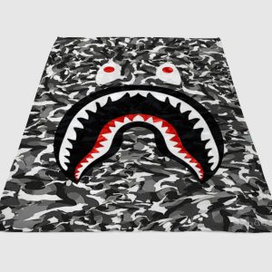 Bape Shark Black Army Pattern Fleece Blanket Sherpa Blanket