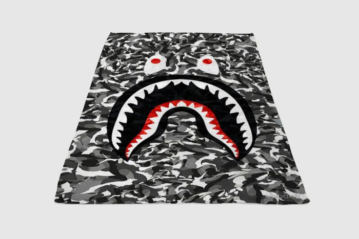 Bape Shark Black Army Pattern Fleece Blanket Sherpa Blanket