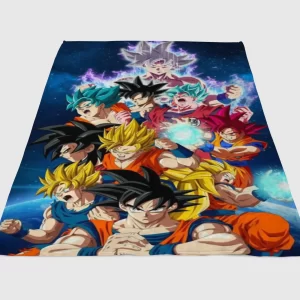 Goku All Transformation Wallpaper Fleece Blanket Sherpa Blanket