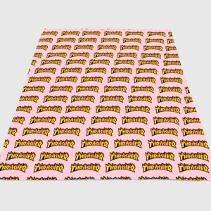 Logo Thrasher Pattern Fleece Blanket Sherpa Blanket